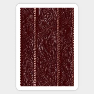 Dark Brown Ornamental Leather Stripes, natural and ecological leather print #66 Sticker